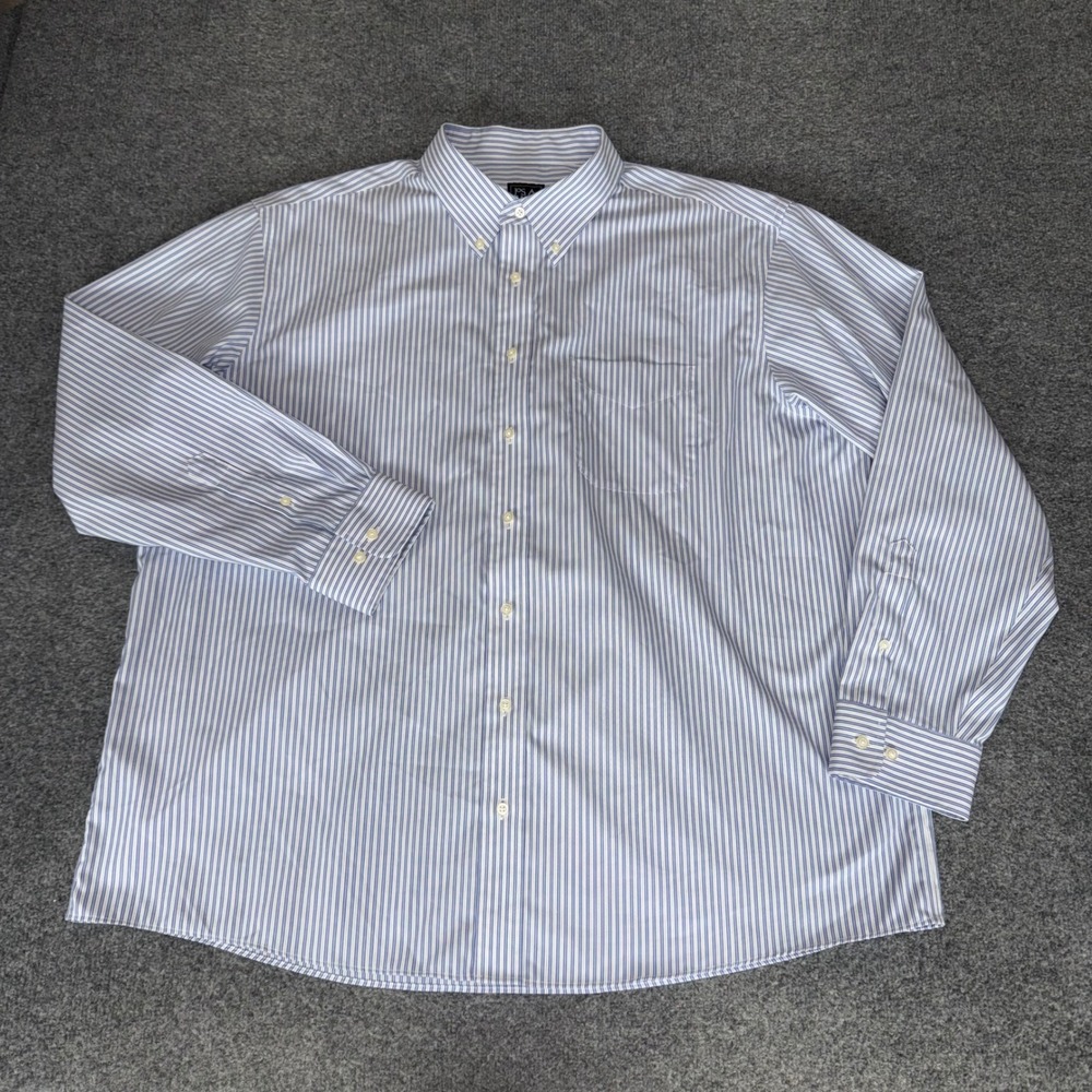 Jos. A. Bank Traveler Mens XXL Blue Striped Cotton Button Down Long Sleeve Shirt
